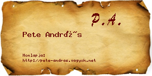 Pete András névjegykártya
